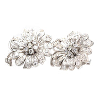 1940s 18ct White Gold Diamond Flower Cluster Earrings | Parkin and Gerrish (UK)
