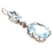 1940s Platinum Aquamarine and Pearl Drop Pendant | Parkin and Gerrish (UK)