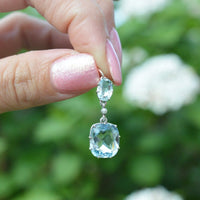 1940s Platinum Aquamarine and Pearl Drop Pendant | Parkin and Gerrish (UK)