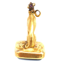 19th Century 15ct Gold Whippet / Greyhound Dog Pendant with a Sardonyx Seal Fob | Parkin and Gerrish (UK)