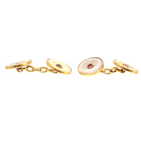 Edwardian 18ct Gold, Mother of Pearl and Ruby cufflinks | Parkin and Gerrish (UK)