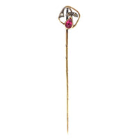 Edwardian 14ct Gold Synthetic Red Spinel and Diamond Tie Pin | Parkin and Gerrish (UK)
