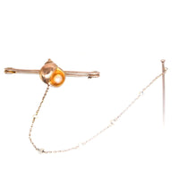 Edwardian 15ct Gold Bar Brooch with a Sea Shell and a Pearl | Parkin and Gerrish (UK)
