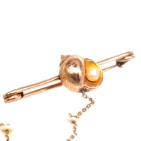 Edwardian 15ct Gold Bar Brooch with a Sea Shell and a Pearl | Parkin and Gerrish (UK)