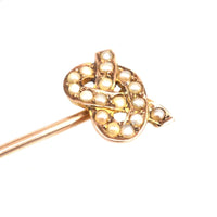 Edwardian 15ct Gold Split Pearl Stafford Knot Tie Pin | Parkin and Gerrish (UK)