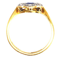Edwardian 18ct Gold & Platinum, Sapphire and Diamond Cluster ring | Parkin and Gerrish (UK)