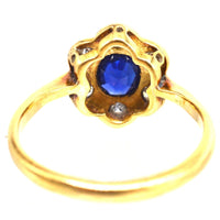 Edwardian 18ct Gold & Platinum, Sapphire and Diamond Cluster ring | Parkin and Gerrish (UK)