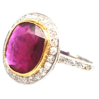 Edwardian 18ct White Gold Certificated Unheated Burma Ruby and Diamond Cluster Ring | Parkin and Gerrish (UK)