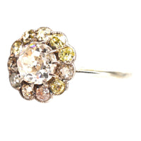 Edwardian 18ct White Gold, Old Mine Cut Diamond Cluster Ring | Parkin and Gerrish (UK)