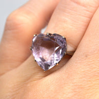 Edwardian 9ct Gold Amethyst Heart Shaped Ring | Parkin and Gerrish (UK)