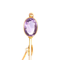 Edwardian 9ct Gold Amethyst Tie Pin with Freshwater Pearls | Parkin and Gerrish (UK)