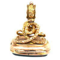 Edwardian 9ct Gold Opening Locket Seal Pendant with Bloodstone | Parkin and Gerrish (UK)