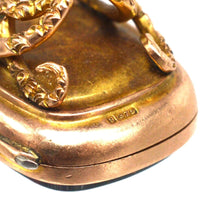 Edwardian 9ct Gold Opening Locket Seal Pendant with Bloodstone | Parkin and Gerrish (UK)