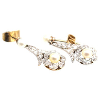Edwardian Platinum and 18ct Gold, Pearl and Diamond Earrings | Parkin and Gerrish (UK)
