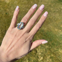 French Art Deco Platinum 12 Carat Aquamarine and Diamond Ring | Parkin and Gerrish (UK)