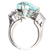 French Art Deco Platinum 12 Carat Aquamarine and Diamond Ring | Parkin and Gerrish (UK)