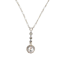 French Belle Epoque Platinum and 18ct White Gold, Diamond Drop Pendant Necklace | Parkin and Gerrish (UK)