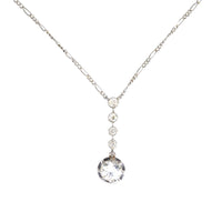 French Belle Epoque Platinum and 18ct White Gold, Diamond Drop Pendant Necklace | Parkin and Gerrish (UK)
