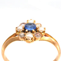 Late 19th Century French 18ct Gold Sapphire, Pearl and Diamond Ring | Parkin and Gerrish (UK)