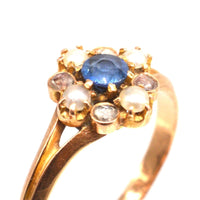 Late 19th Century French 18ct Gold Sapphire, Pearl and Diamond Ring | Parkin and Gerrish (UK)