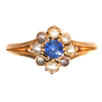 Late 19th Century French 18ct Gold Sapphire, Pearl and Diamond Ring | Parkin and Gerrish (UK)