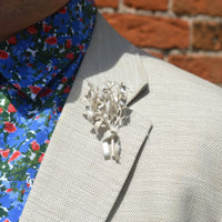 Mid 19th Century Victorian Silver Leaf Marriage Tiara and Matching Corsage Pin Brooch | Parkin and Gerrish (UK)