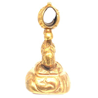 Regency Gold Cased Seal with Carnelian Intaglio of Two Doves Kiss under a Wreath | Parkin and Gerrish (UK)