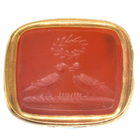 Regency Gold Cased Seal with Carnelian Intaglio of Two Doves Kiss under a Wreath | Parkin and Gerrish (UK)