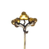 Victorian Irish Carved Bog Oak Tie Pin of a Trio of Shamrocks | Parkin and Gerrish (UK)