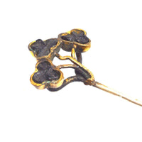 Victorian Irish Carved Bog Oak Tie Pin of a Trio of Shamrocks | Parkin and Gerrish (UK)