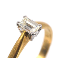 Vintage 18ct Gold and Emerald Cut Diamond Ring | Parkin and Gerrish (UK)