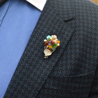 Vintage 18ct White Gold, Multi - gem Giardinetto Brooch by Santagostino | Parkin and Gerrish (UK)