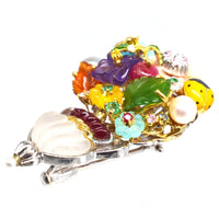 Vintage 18ct White Gold, Multi - gem Giardinetto Brooch by Santagostino | Parkin and Gerrish (UK)