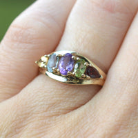 Vintage 9ct Gold Multi Gem Five Stone Ring | Parkin and Gerrish (UK)
