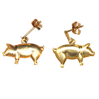 Vintage 9ct Gold Pig Earrings | Parkin and Gerrish (UK)