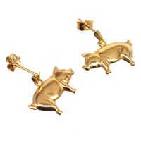 Vintage 9ct Gold Pig Earrings | Parkin and Gerrish (UK)