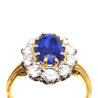 Vintage French 1960s 18ct Gold Sapphire and Diamond Cluster Ring | Parkin and Gerrish (UK)