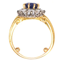 Vintage French 1960s 18ct Gold Sapphire and Diamond Cluster Ring | Parkin and Gerrish (UK)