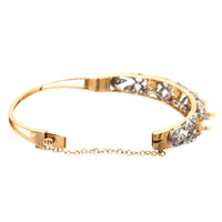 1940s 18ct Gold Cultured Pearl and Diamond Bangle | Parkin and Gerrish (UK)
