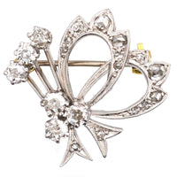 1940s 18ct White Gold, Diamond Bow Motif Brooch | Parkin and Gerrish (UK)