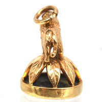 1940's 9ct Gold Pendant with a Lion Standing On Wreath with a Bloodstone Seal | Parkin and Gerrish (UK)