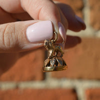 1940's 9ct Gold Pendant with a Lion Standing On Wreath with a Bloodstone Seal | Parkin and Gerrish (UK)