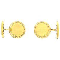 1980s 18ct Gold & Diamond Round Circle Cufflinks | Parkin and Gerrish (UK)