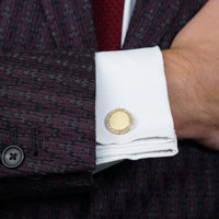 1980s 18ct Gold & Diamond Round Circle Cufflinks | Parkin and Gerrish (UK)