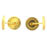 1980s 18ct Gold & Diamond Round Circle Cufflinks | Parkin and Gerrish (UK)