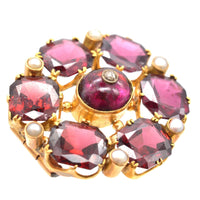 19th Century 18ct Gold Garnet, Pearl and Diamond Brooch | Parkin and Gerrish (UK)