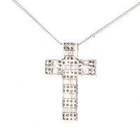 Vintage 1990s 18ct White Gold & 3 Carat Diamond Cross Pendant | Parkin and Gerrish (UK)