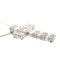 Vintage 1990s 18ct White Gold & 3 Carat Diamond Cross Pendant | Parkin and Gerrish (UK)