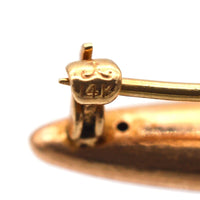 American Edwardian 14ct Gold, Baby Girl Pink Enamel Bar Brooch with Three Split Pearls | Parkin and Gerrish (UK)