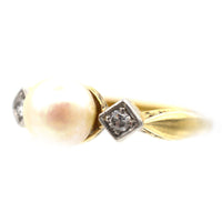 Art Deco 14ct Gold, Cultured Pearl & Diamond Ring | Parkin and Gerrish (UK)